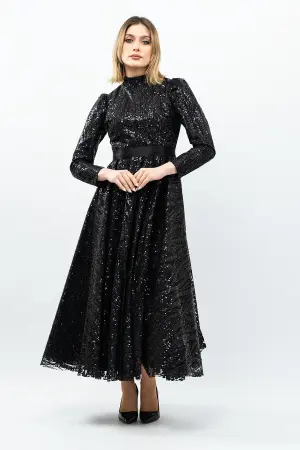 Sequined Princess Model Evening Dress