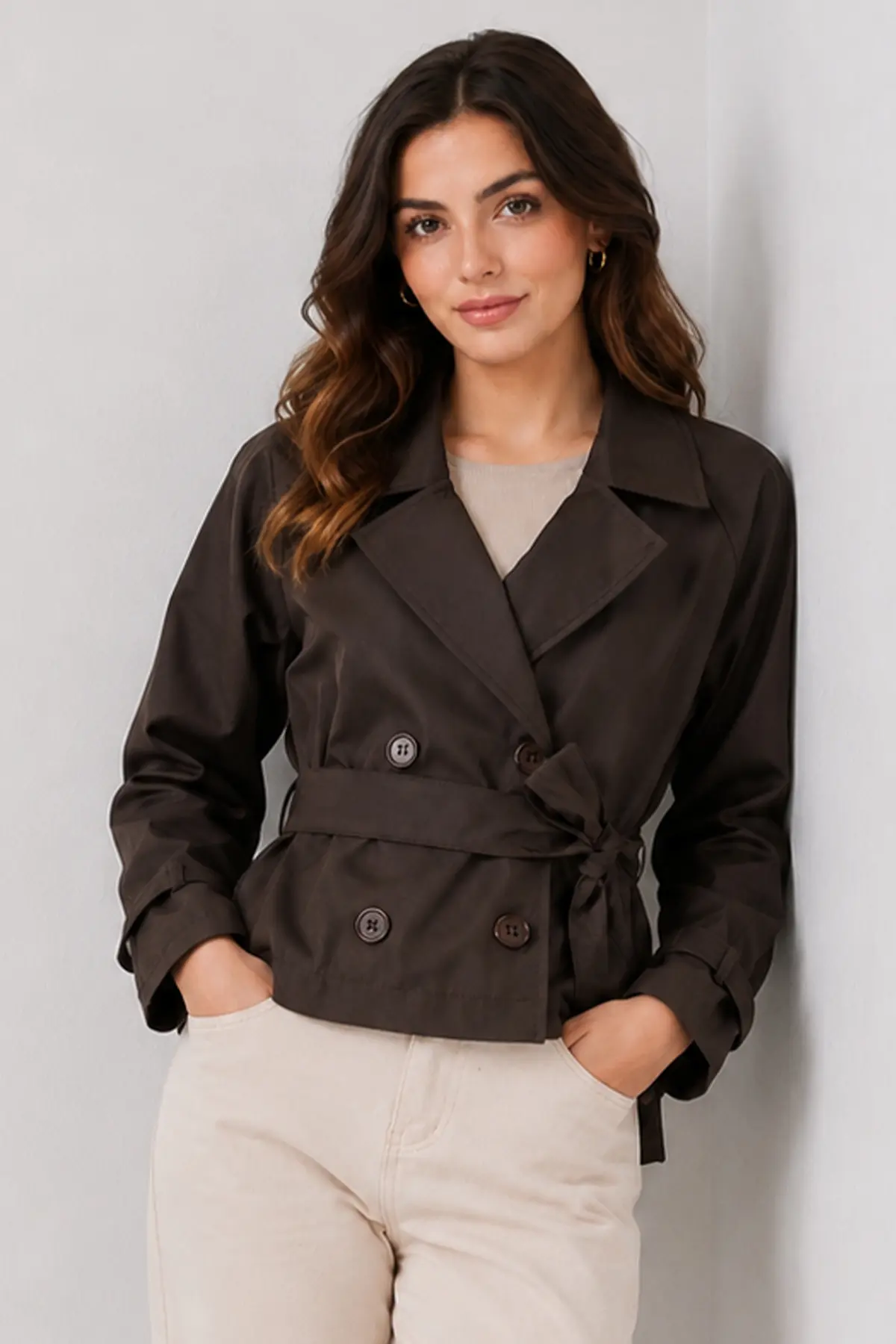 Short Trench Coat With Belt-detail