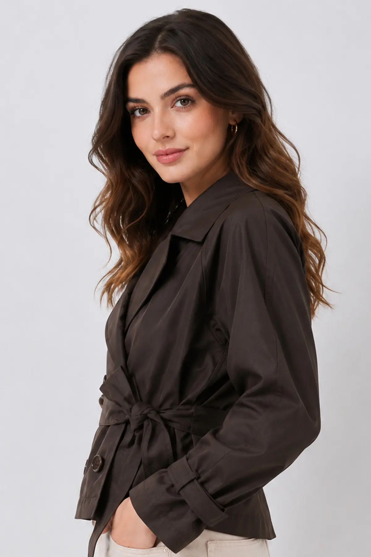 Short Trench Coat With Belt-detail