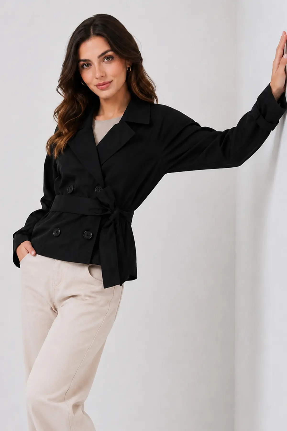 Short Trench Coat With Belt-detail