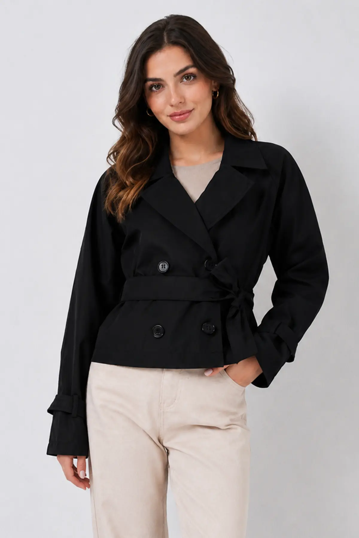 Short Trench Coat With Belt-detail
