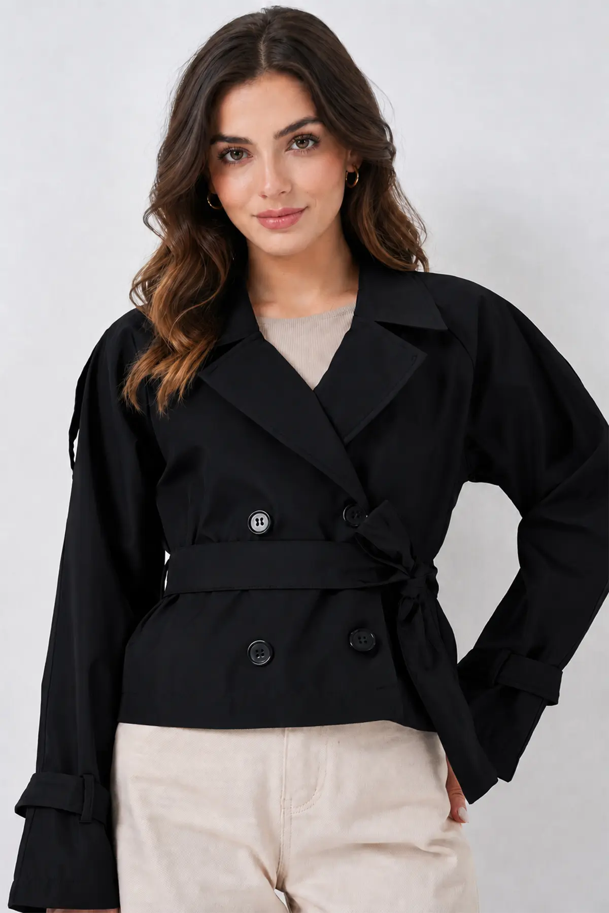 Short Trench Coat With Belt-detail