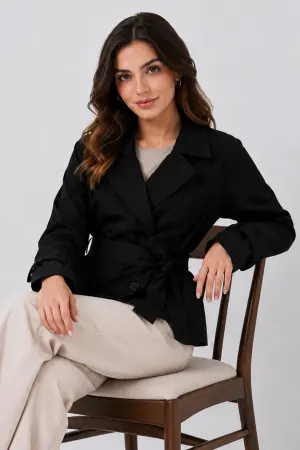 Short Trench Coat With Belt