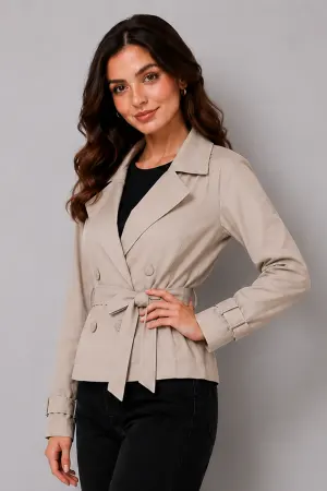 Short Trench Coat With Belt