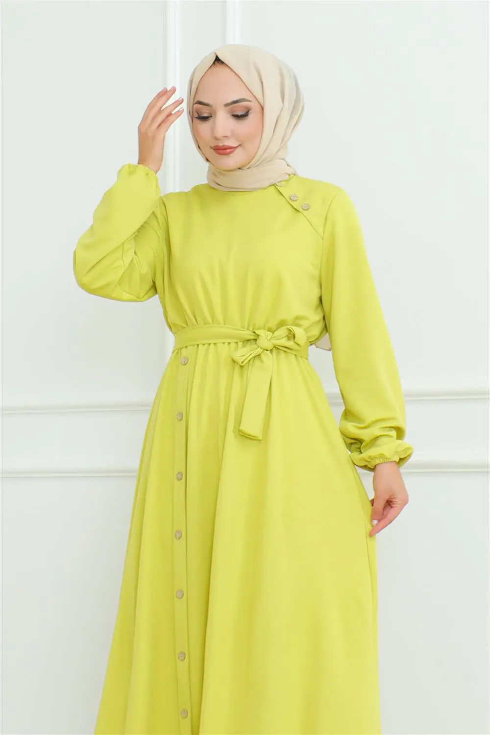 Shoulder Detailed Buttoned Dress-detail