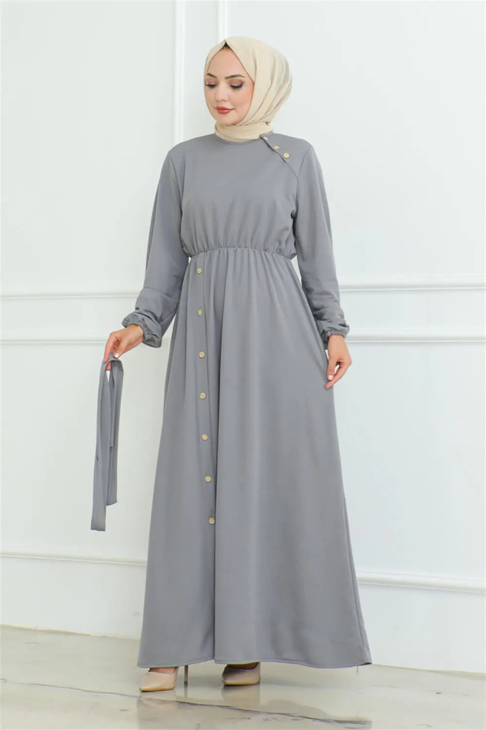 Shoulder Detailed Buttoned Dress-detail