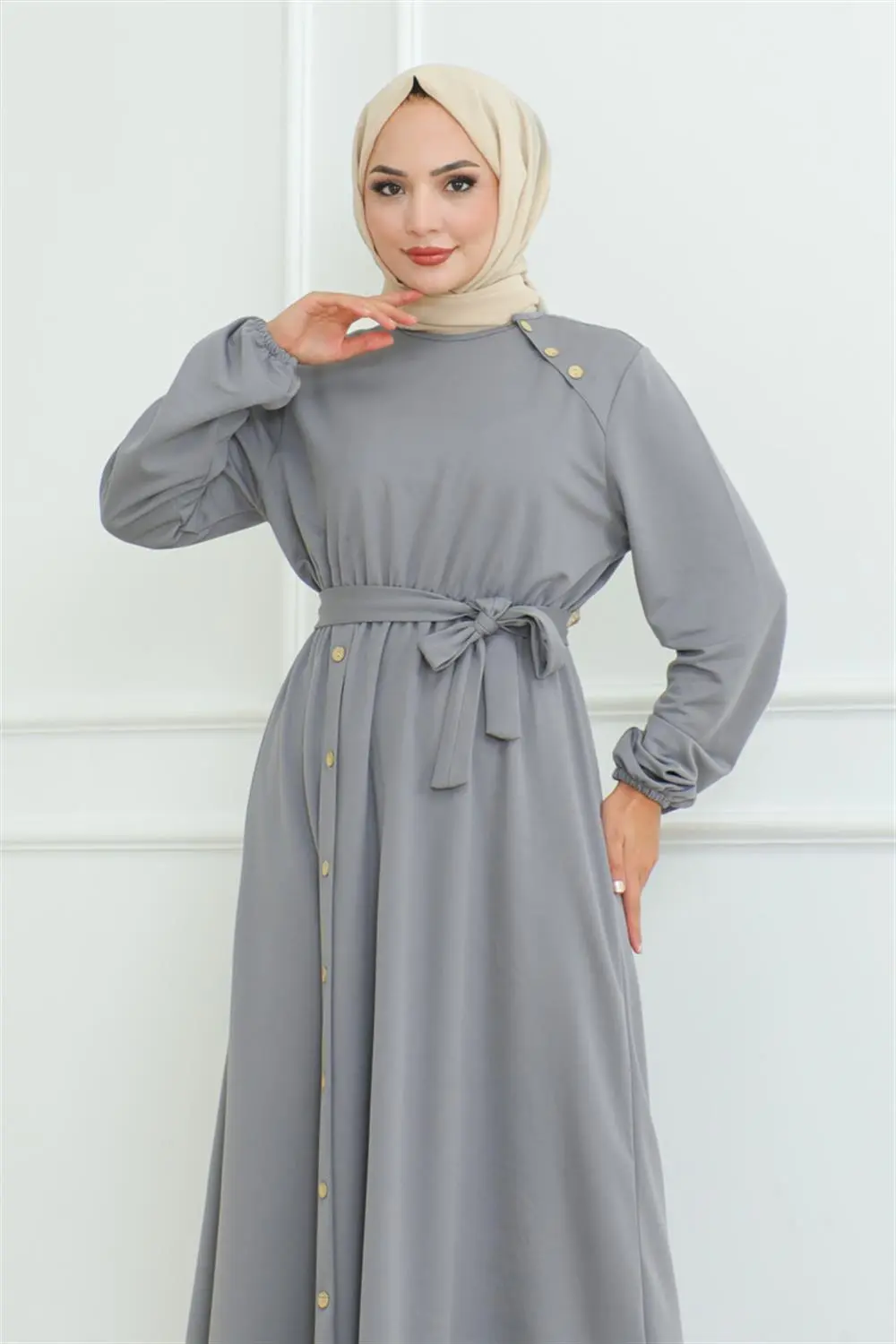 Shoulder Detailed Buttoned Dress-detail