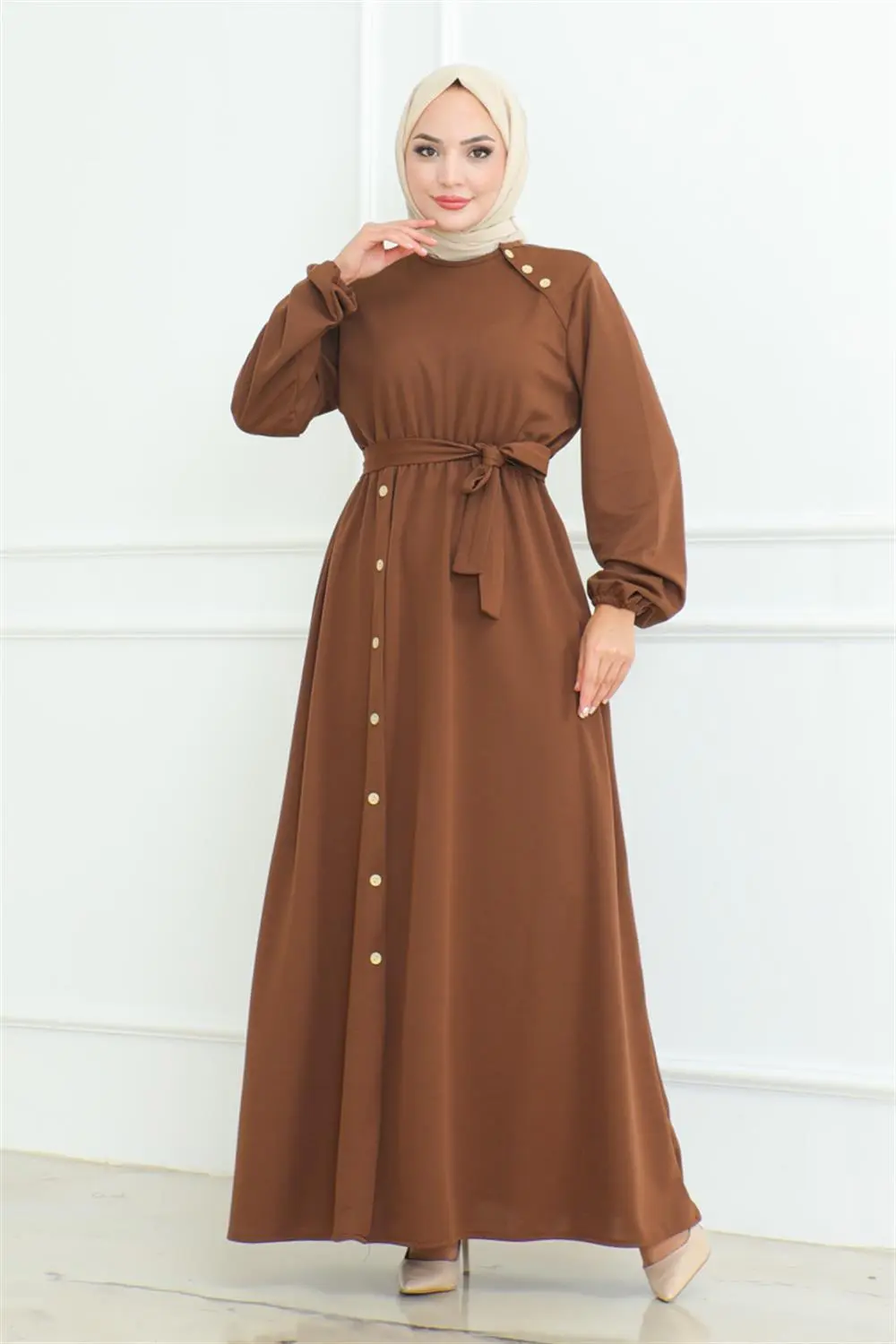 Shoulder Detailed Buttoned Dress-detail