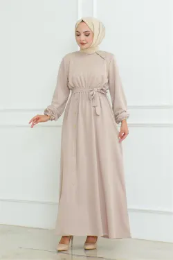 Shoulder Detailed Buttoned Dress