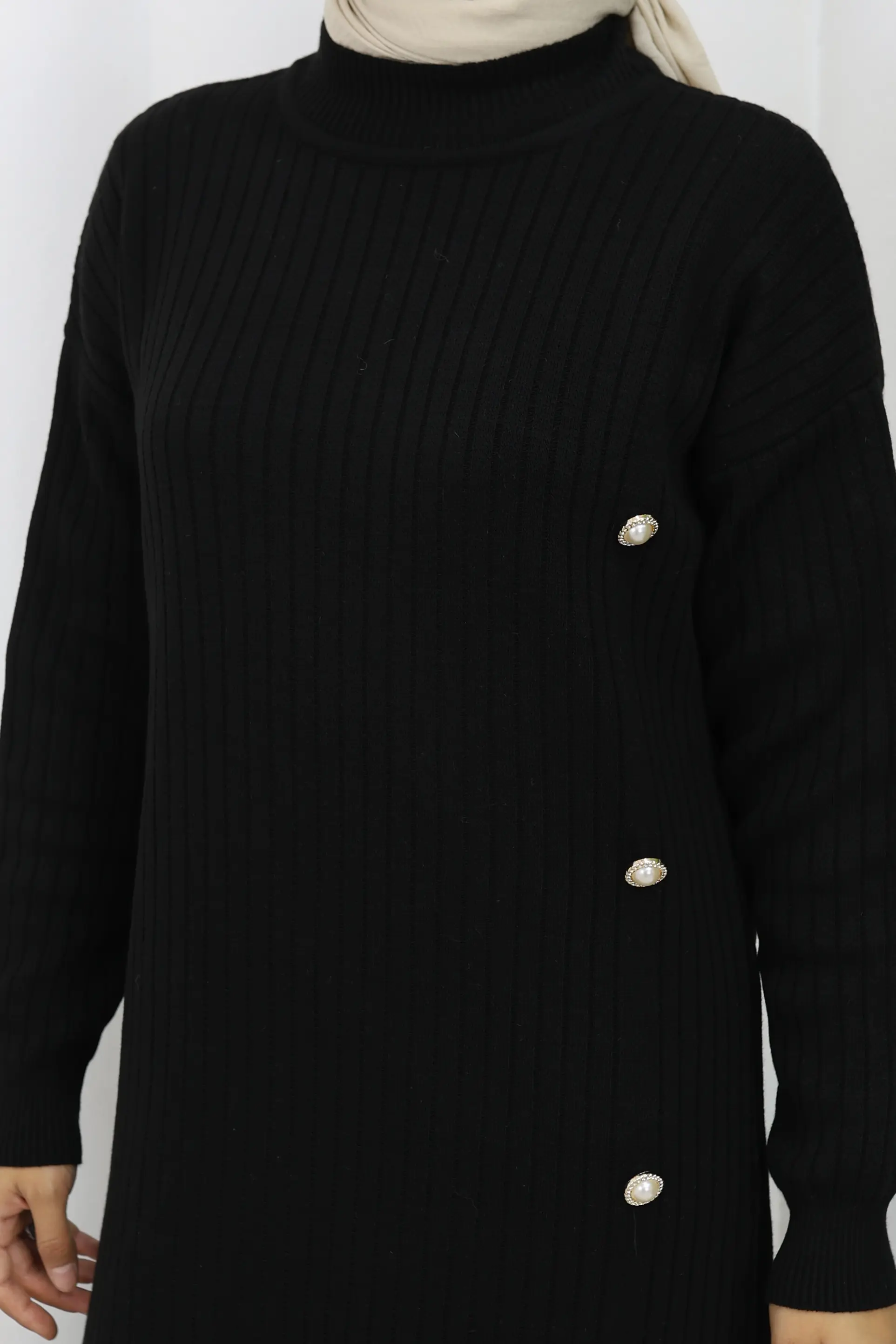 Side Button Ruffle Dress-detail