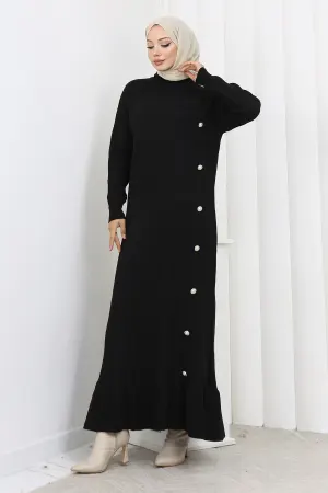 Side Button Ruffle Dress