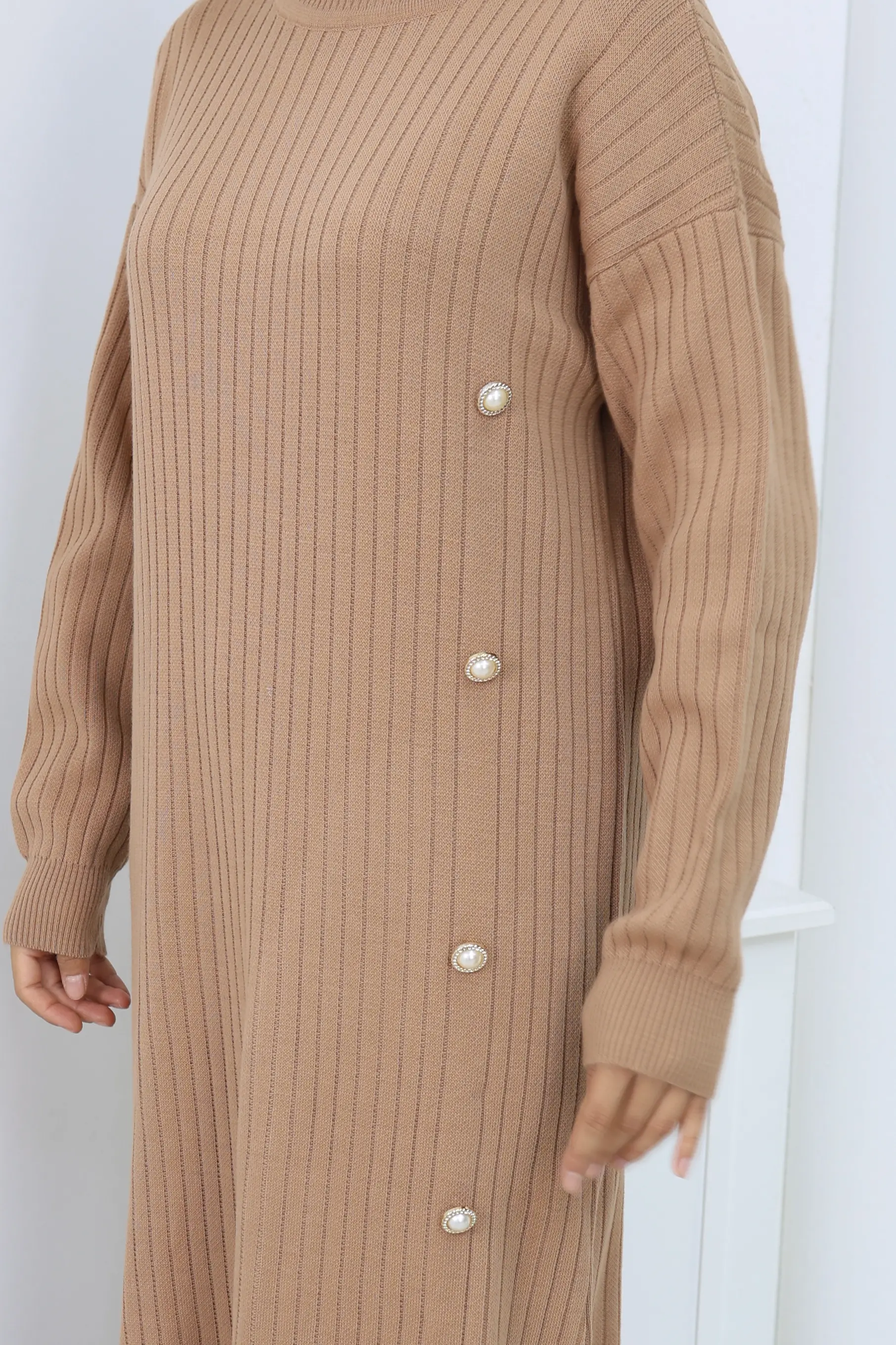 Side Button Ruffle Dress-detail