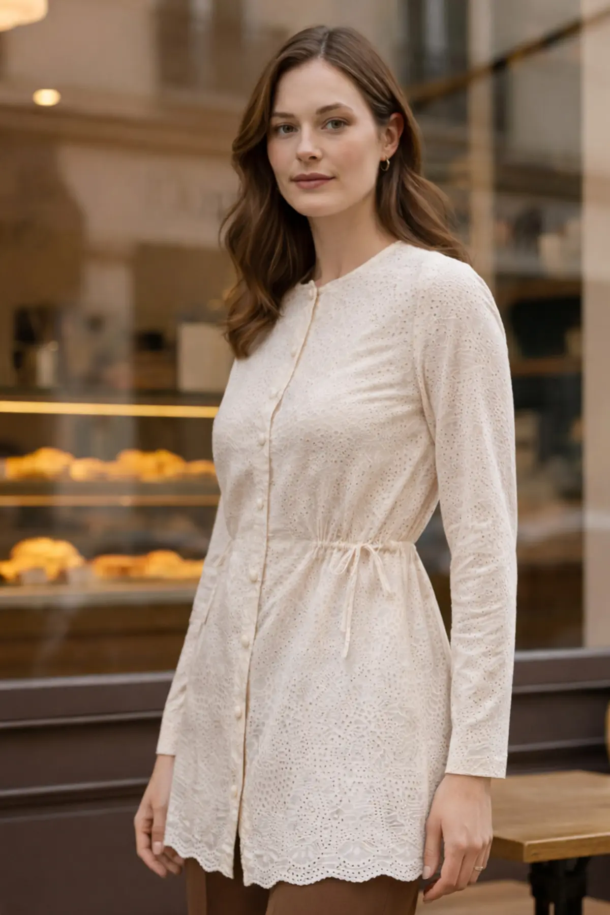 Side-tie Lace Shirt-detail