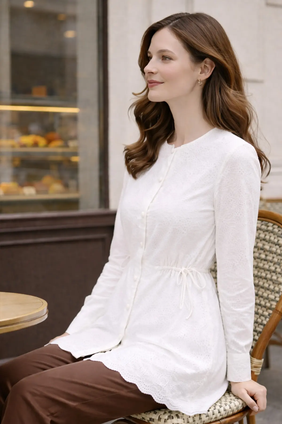 Side-tie Lace Shirt-detail