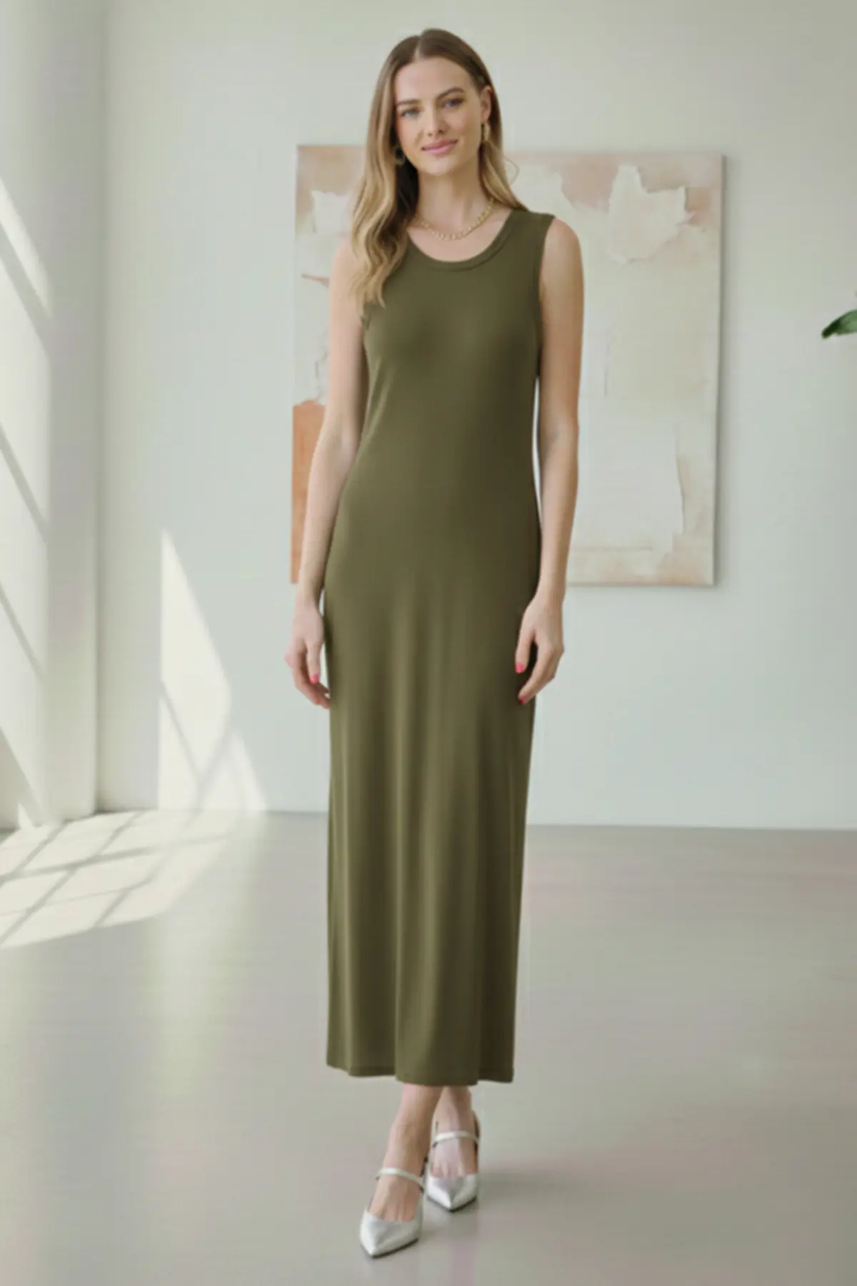 Sleeveless Cotton Undershirt Dress-detail