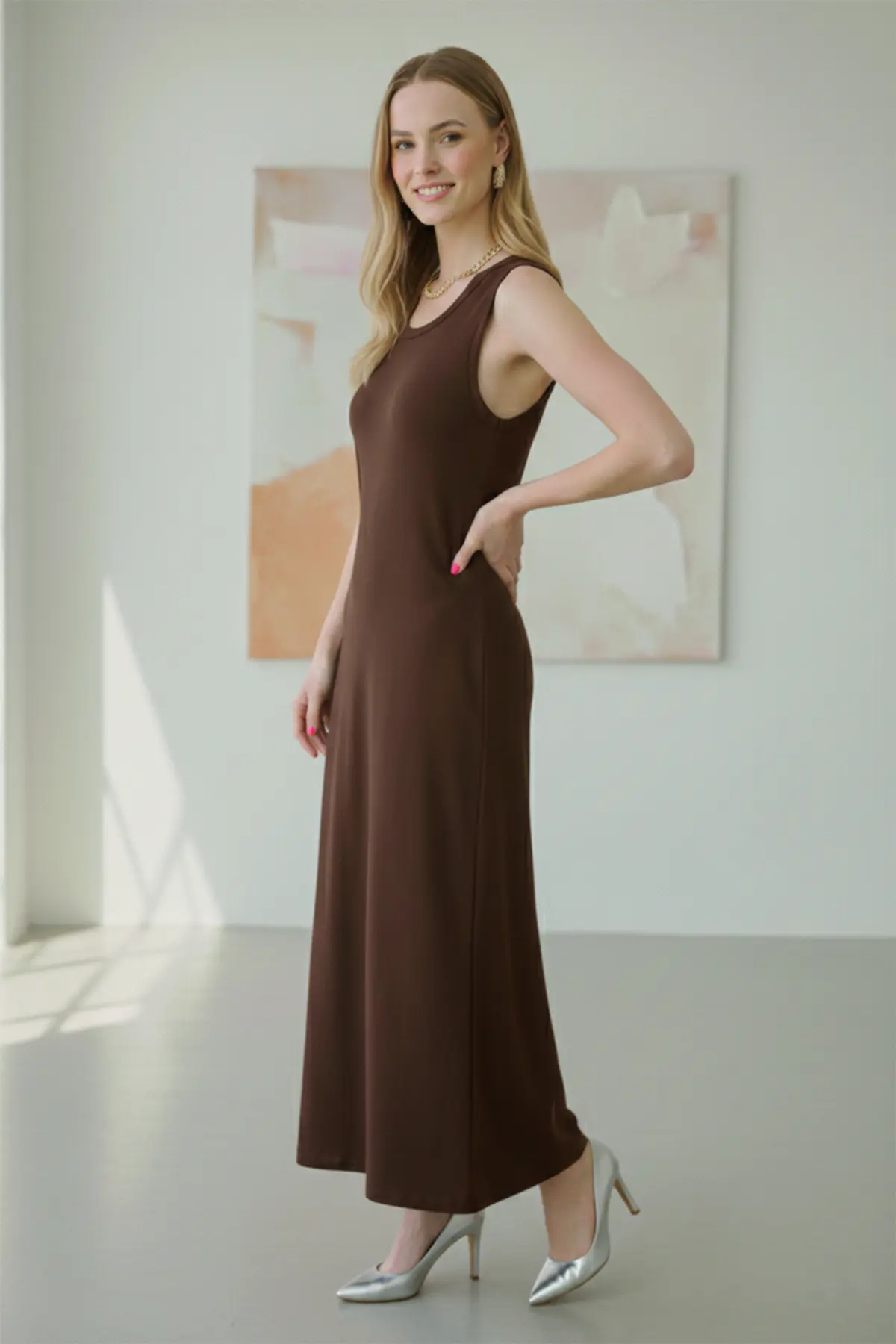 Sleeveless Cotton Undershirt Dress-detail