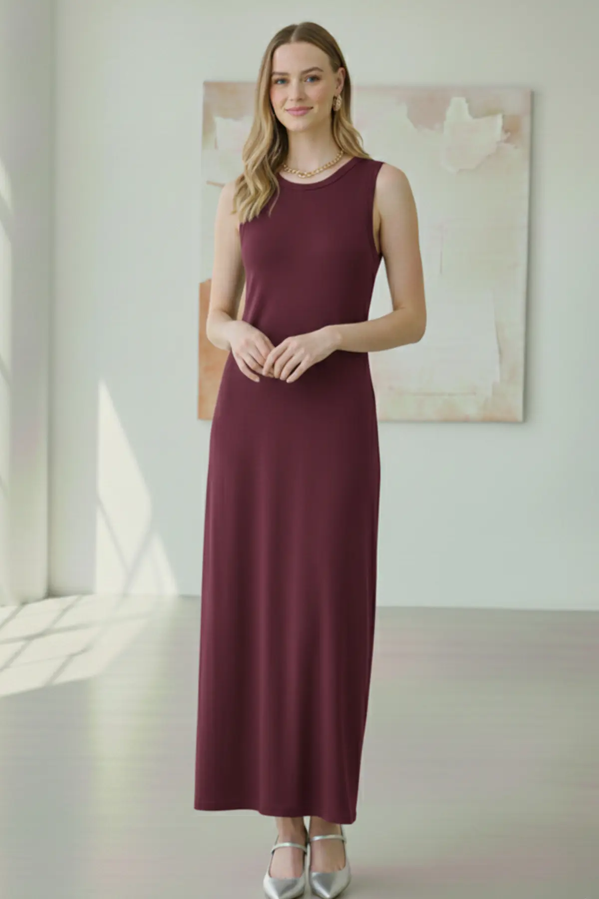 Sleeveless Cotton Undershirt Dress-detail