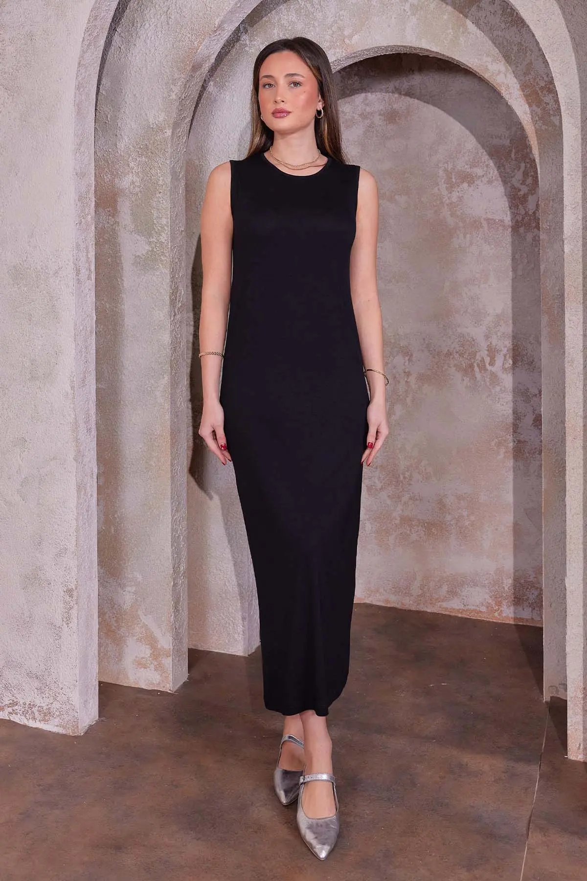 Sleeveless Cotton Undershirt Dress-detail