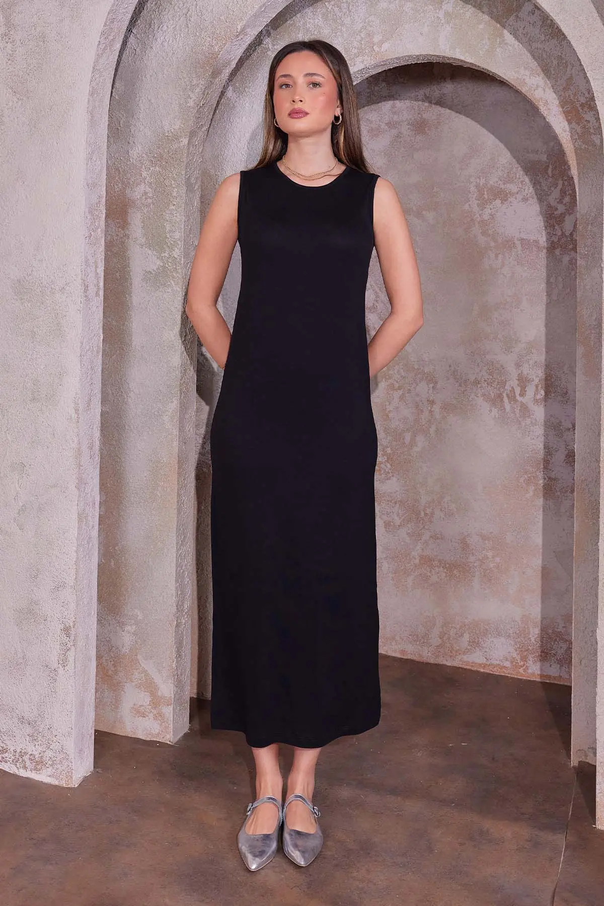 Sleeveless Cotton Underwear Dress-detail