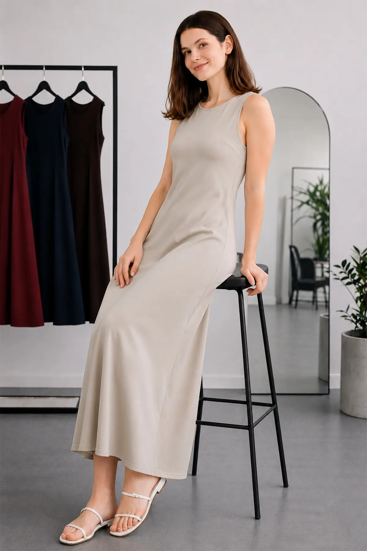 Sleeveless Undershirt Dress-detail