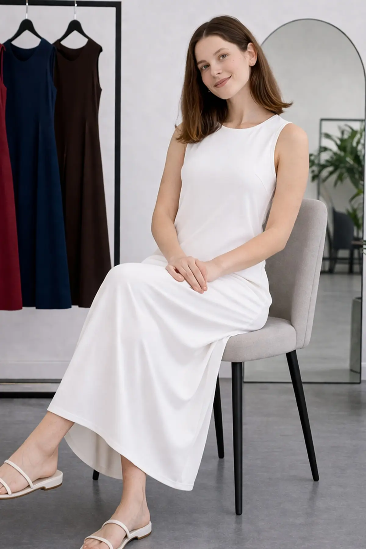 Sleeveless Undershirt Dress-detail