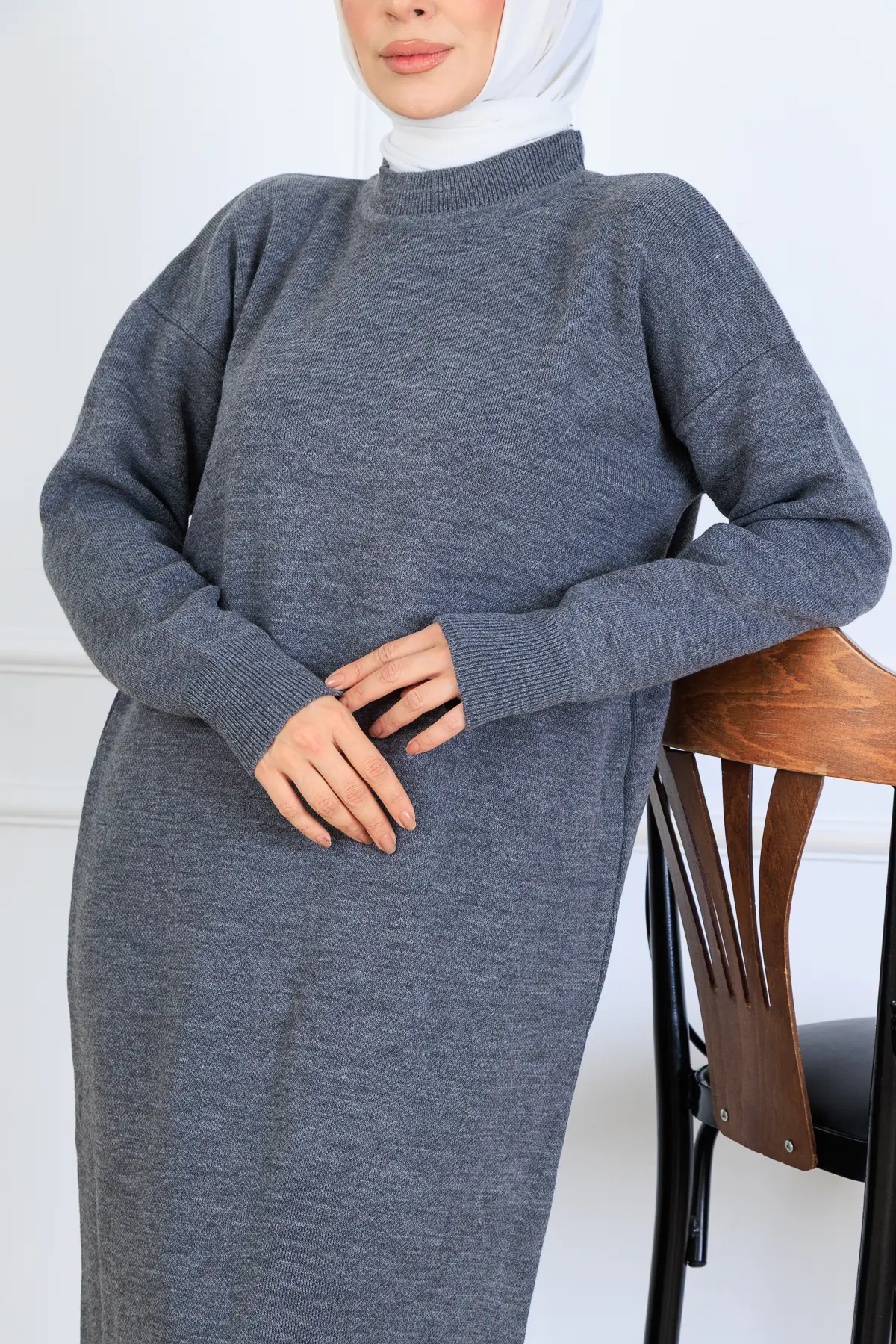 Slit Detailed Knit Dress-detail