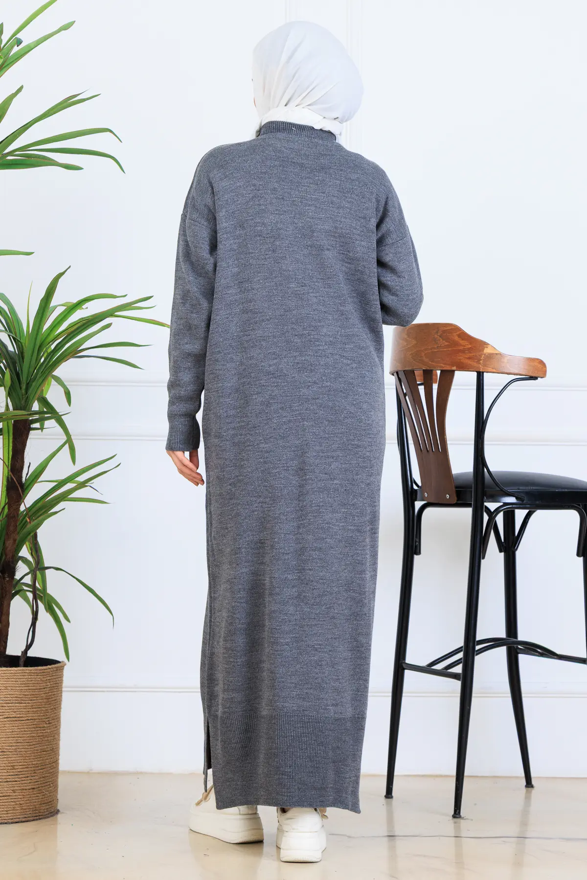 Slit Detailed Knit Dress-detail