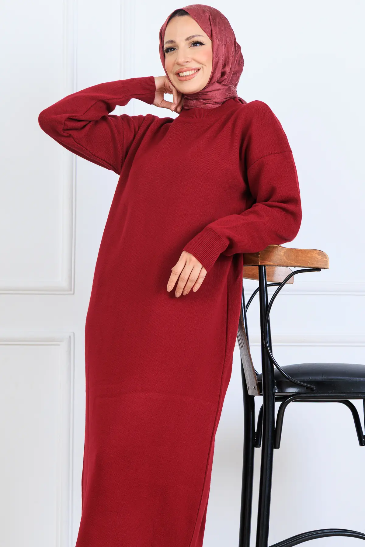 Slit Detailed Knit Dress-detail