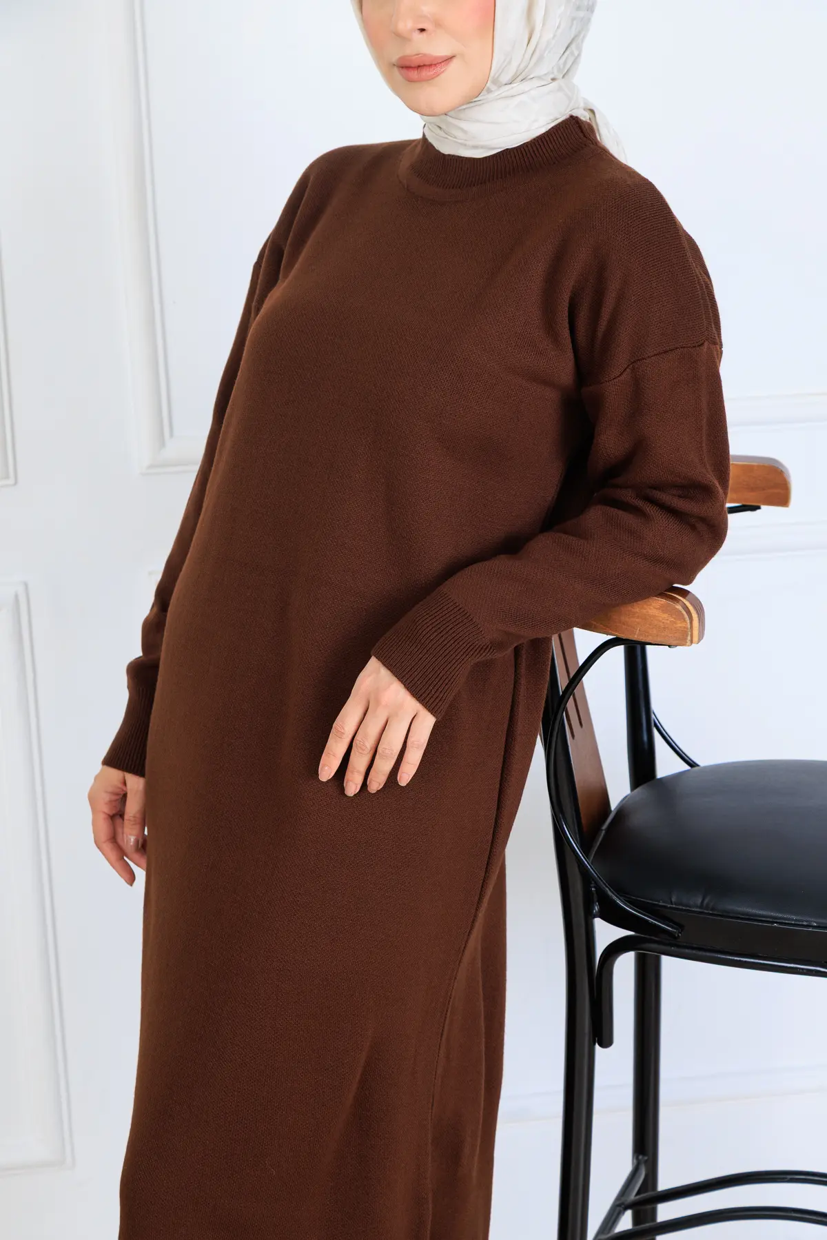 Slit Detailed Knit Dress-detail