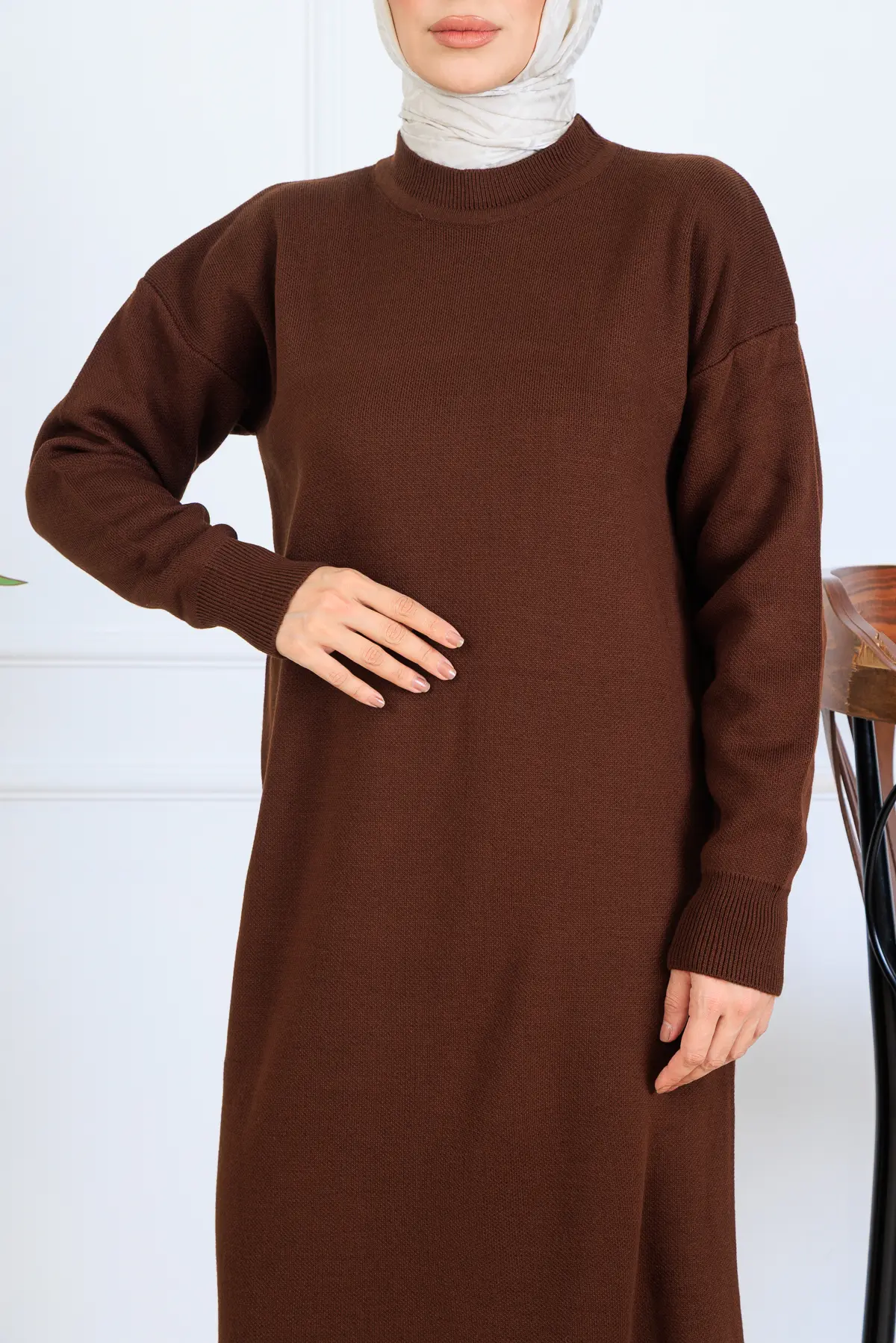 Slit Detailed Knit Dress-detail