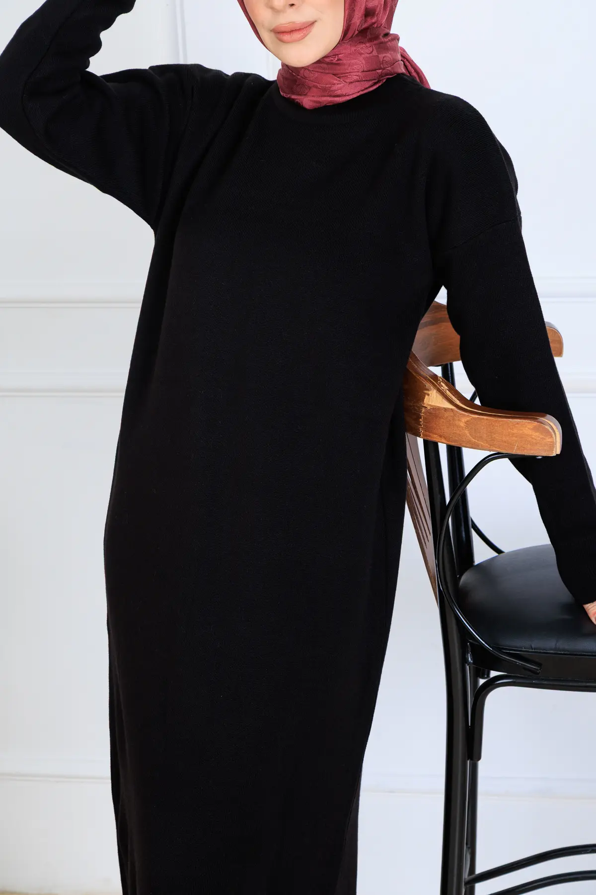 Slit Detailed Knit Dress-detail