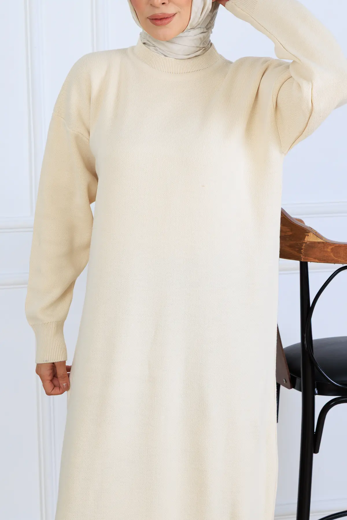 Slit Detailed Knit Dress-detail