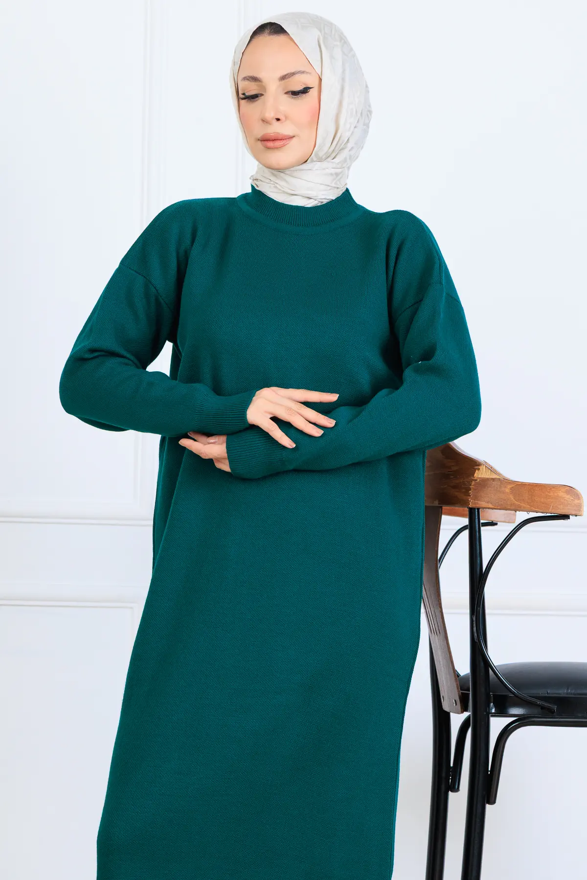 Slit Detailed Knit Dress-detail