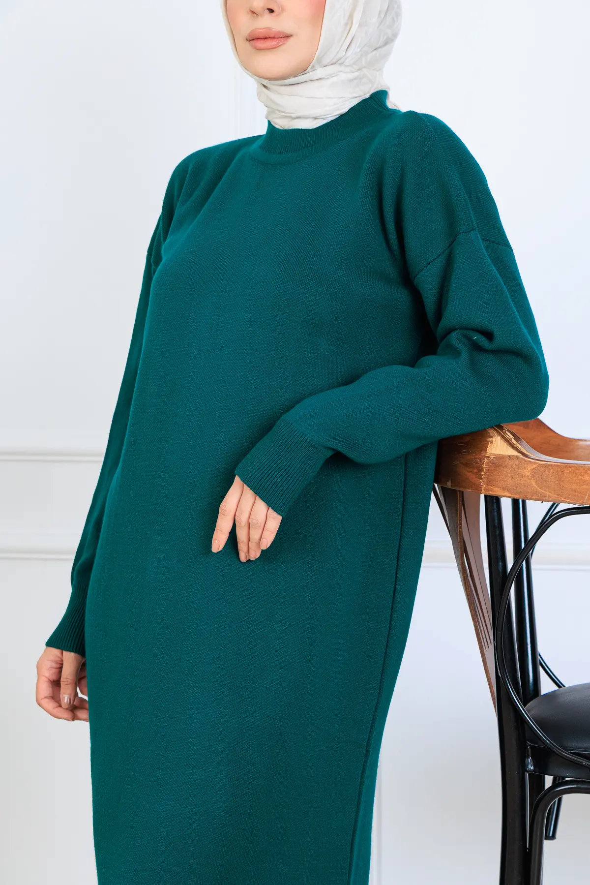 Slit Detailed Knit Dress-detail