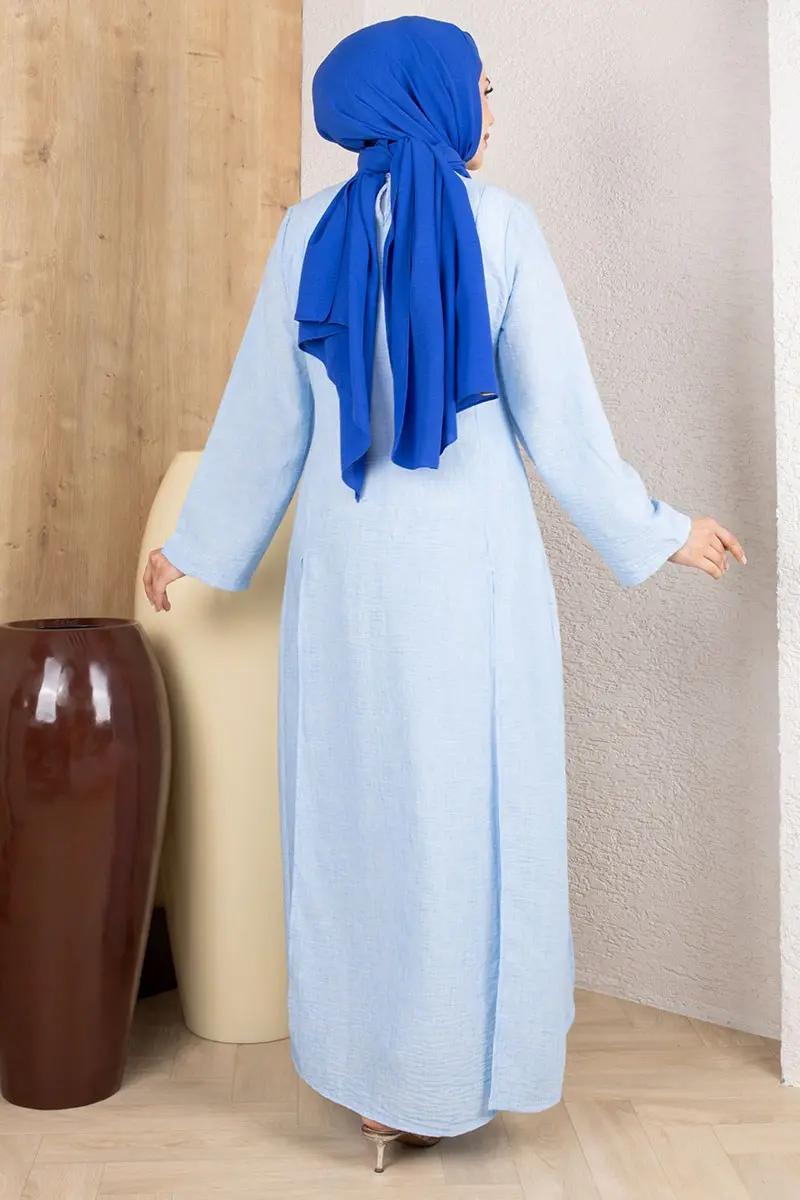 Slit Linen Tunic 0178 Baby Blue-detail