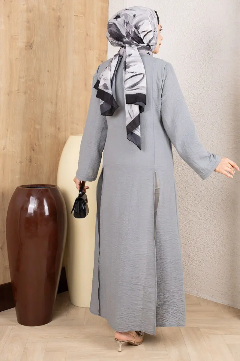 Slit Linen Tunic 0178 Grey-detail
