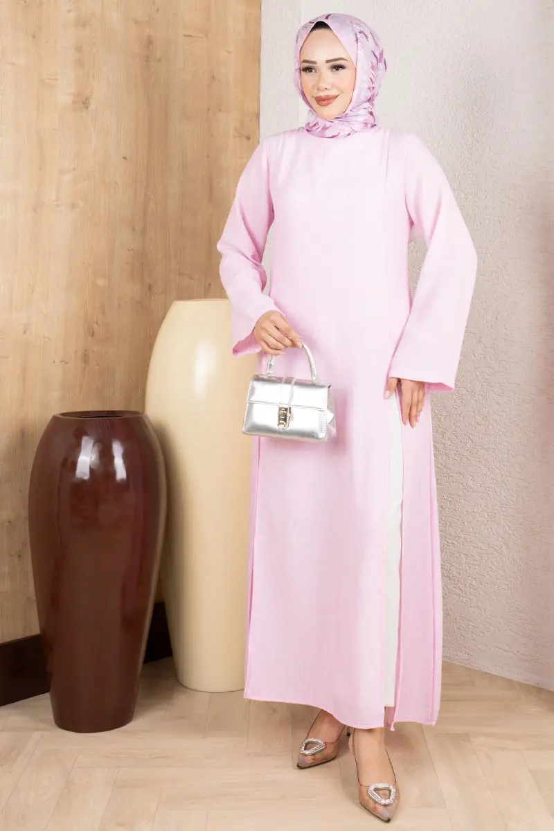 Slit Linen Tunic 0178 Pink-detail