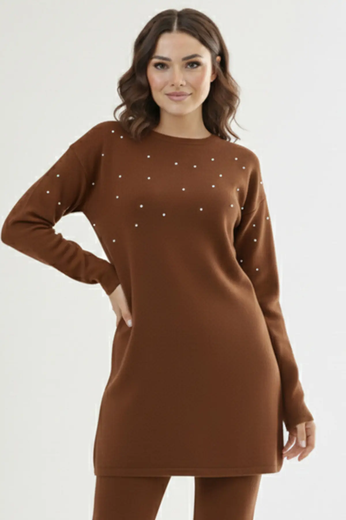 Stone Detail Knitted Tunic-detail