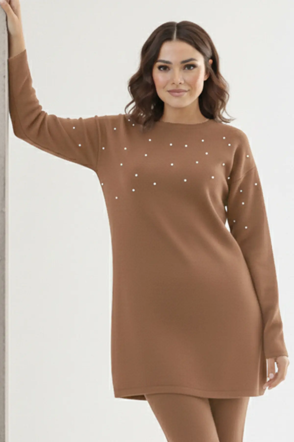 Stone Detail Knitted Tunic-detail