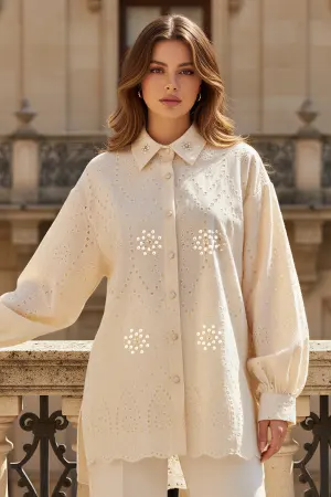Stone Detail Lace Shirt