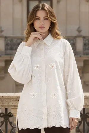 Stone Detail Lace Shirt