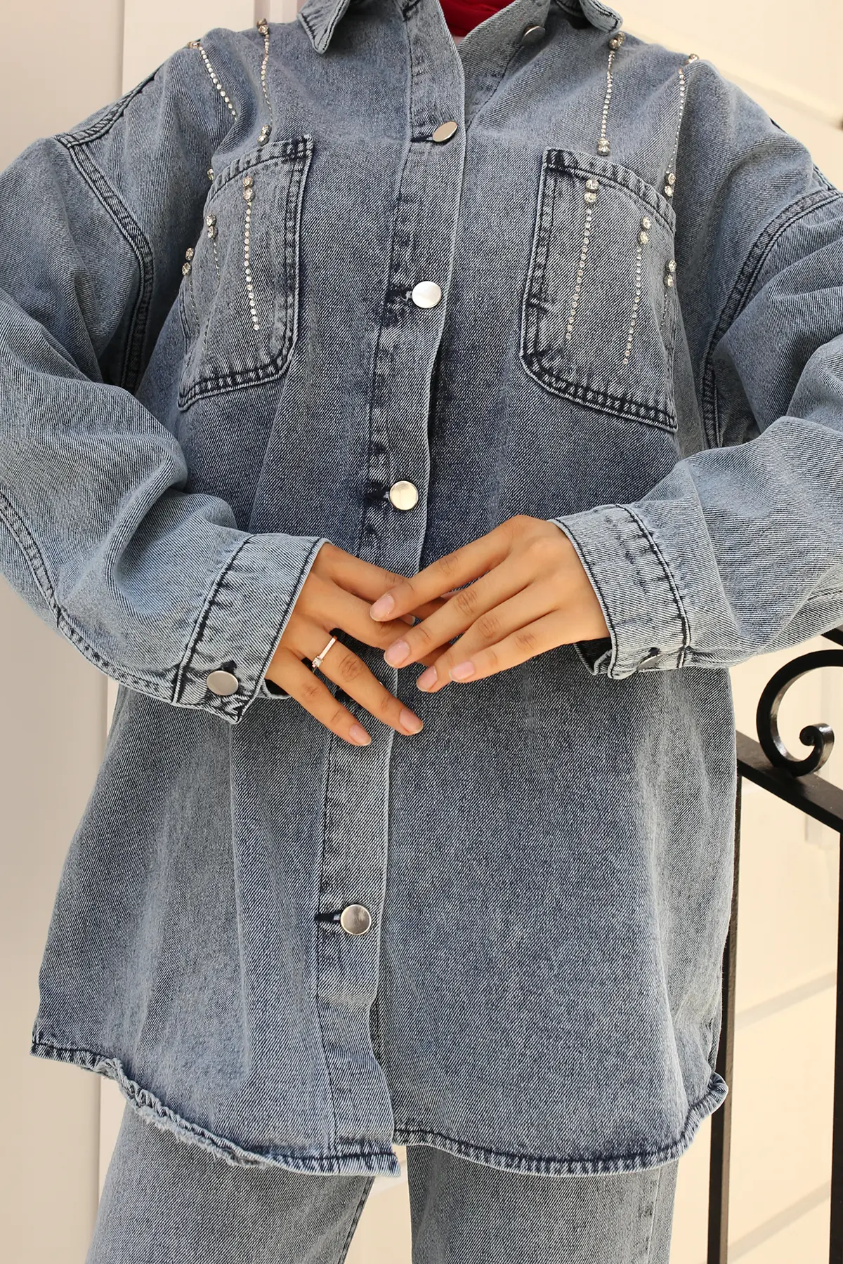 Stone Detailed Double Suit-detail