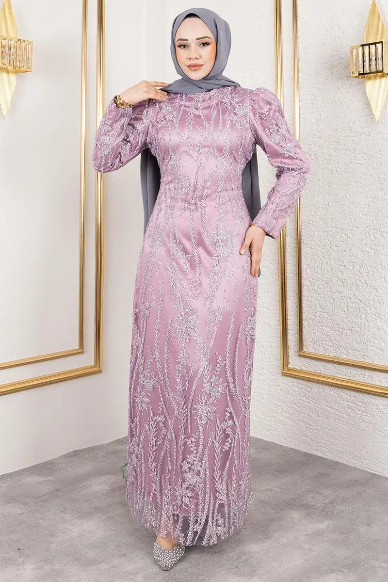 Stone Detailed Evening Dress-detail