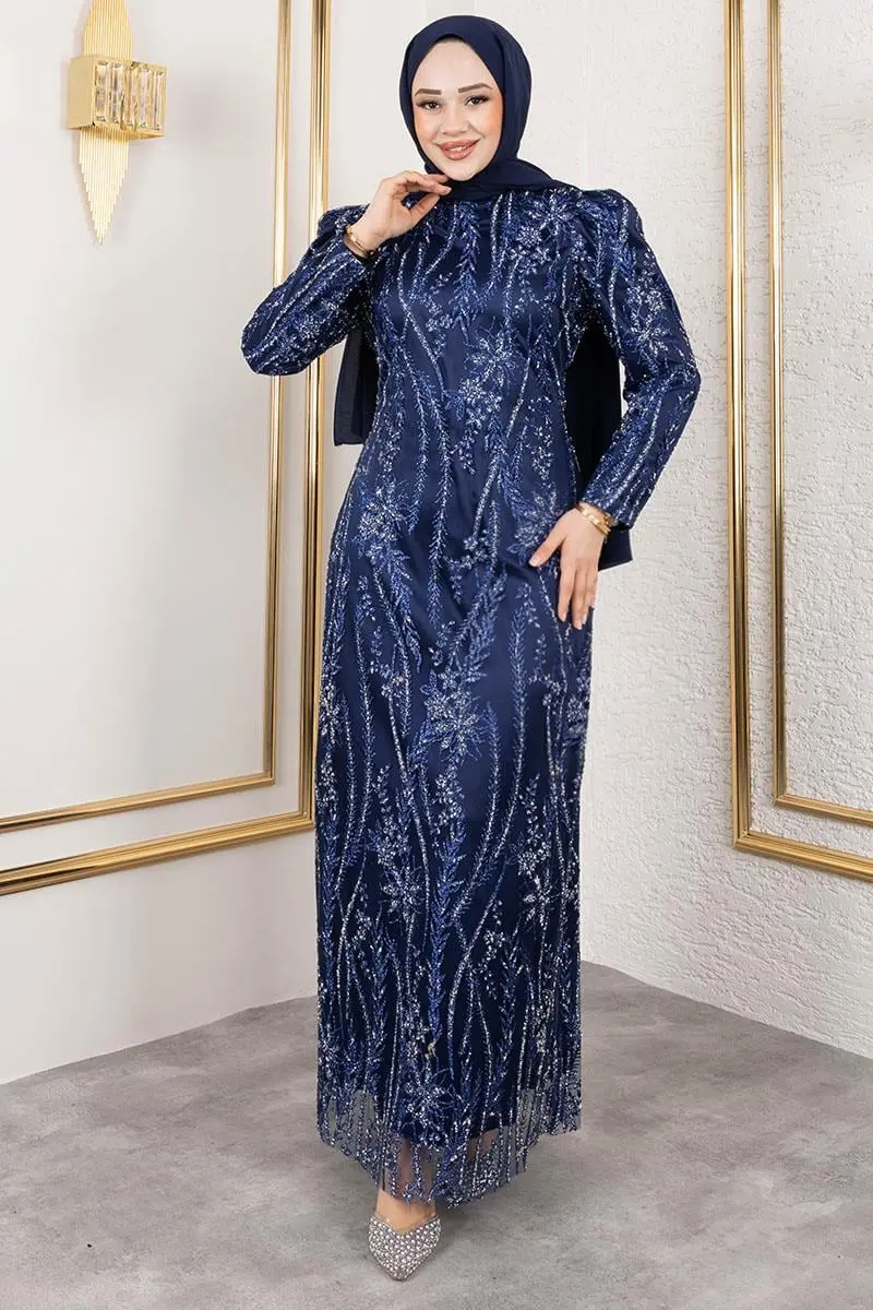 Stone Detailed Evening Dress-detail