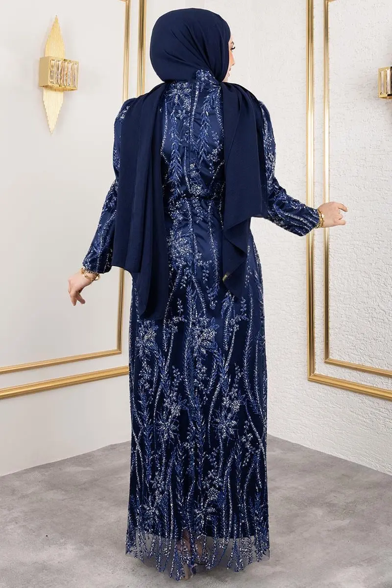 Stone Detailed Evening Dress-detail