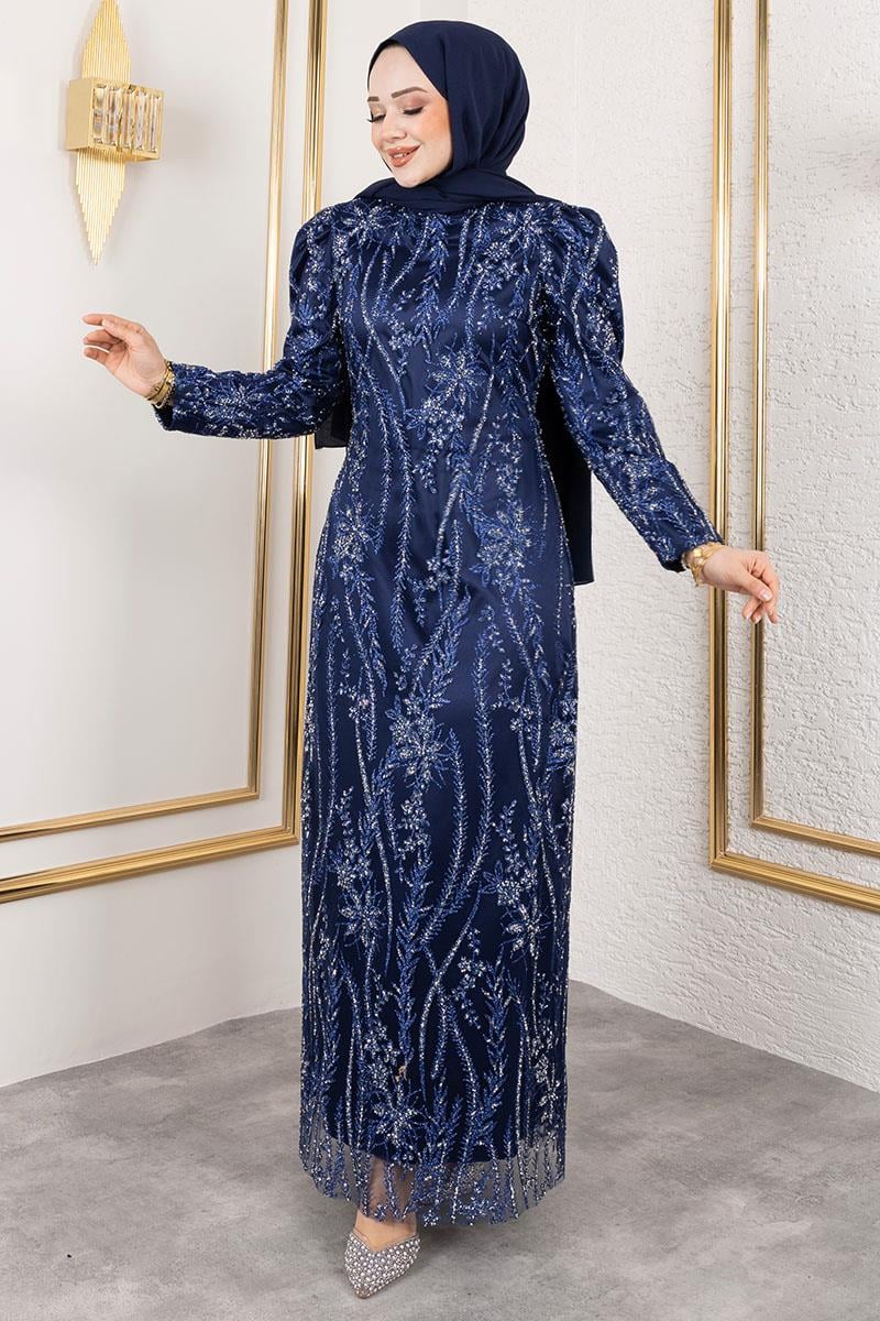 Stone Detailed Evening Dress