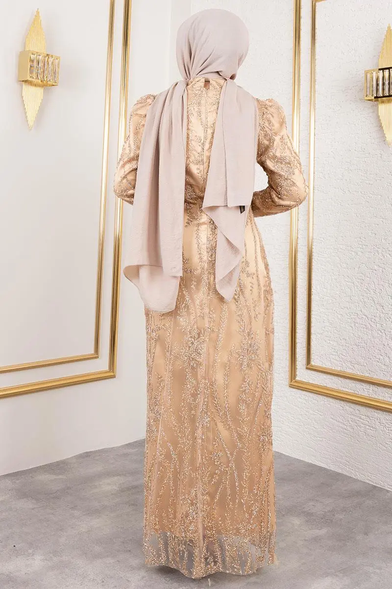 Stone Detailed Evening Dress-detail