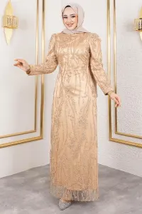 Stone Detailed Evening Dress