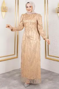 Stone Detailed Evening Dress