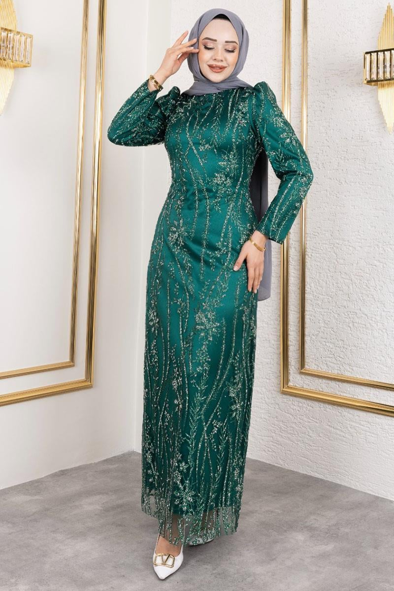 Stone Detailed Evening Dress